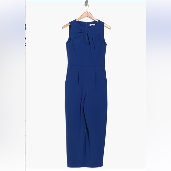 Calvin Klein Jewel Neck Sleeveless Knot Cutout Jumpsuit - Picture 1 of 4